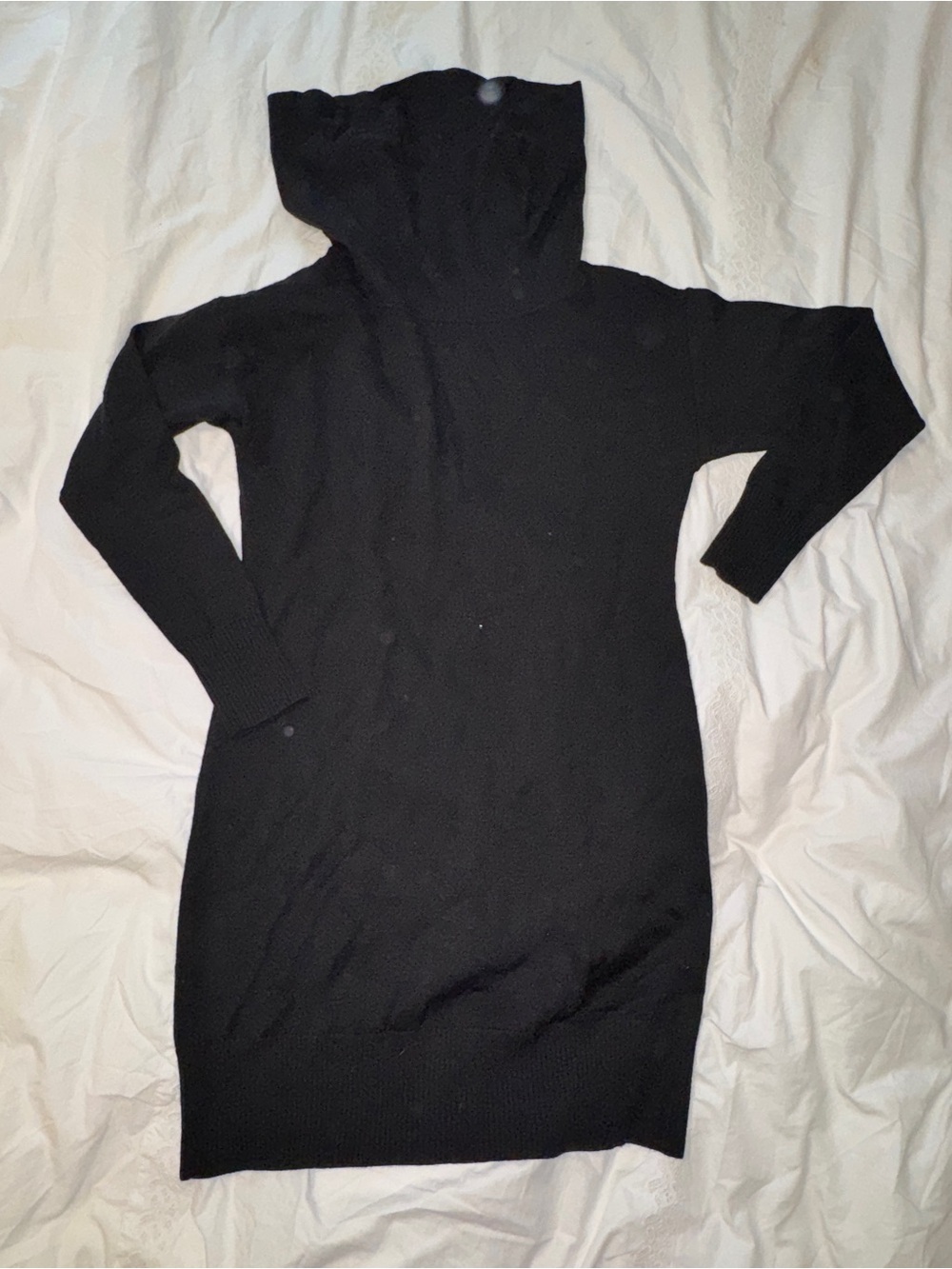 Ann Taylor (S) Black Knit Sweater Dress - long sleeve w/ oversized turtleneck